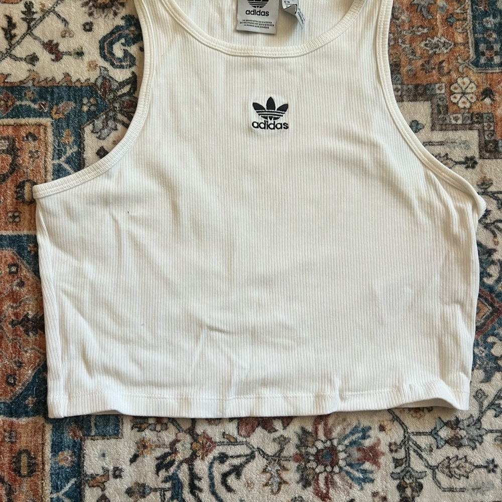 Adidas White Ribbed Tee